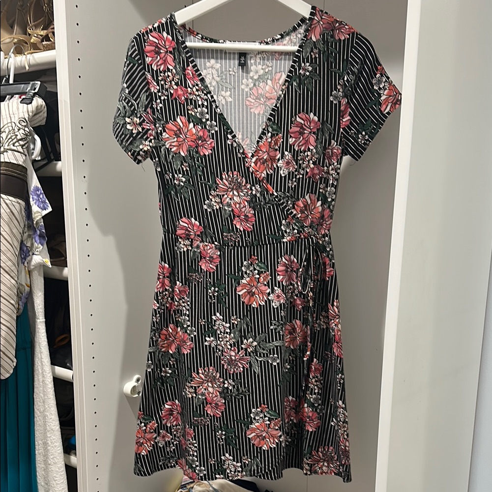 Planet Gold Pink A-Line Faux Wrap Dress